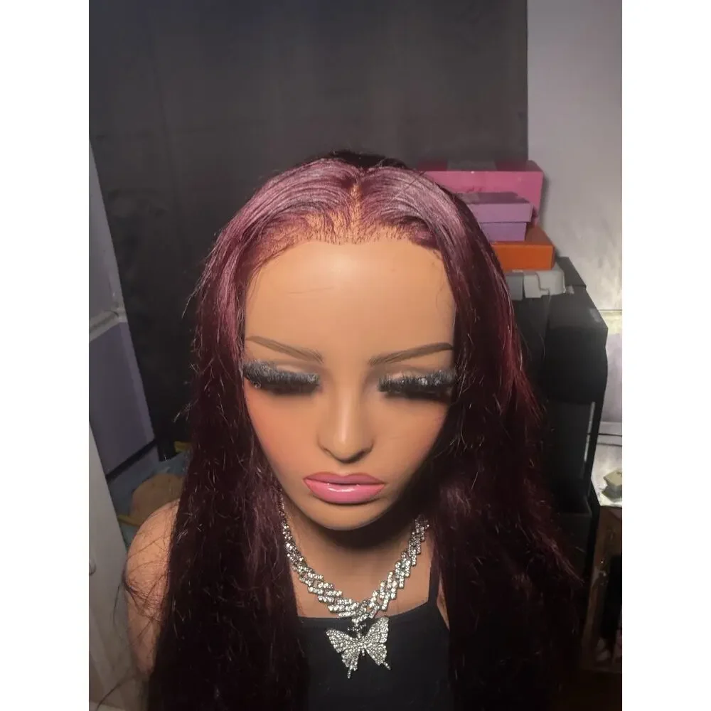 13x4 Wine Burgundy Human Hair Lace Front Wig